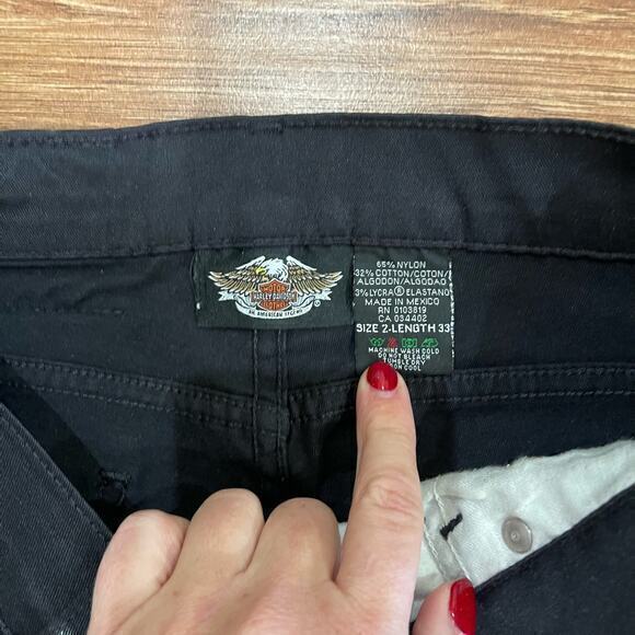 Harley-Davidson Black Bootcut‎ Jeans Womens 2 Straight Leg Biker Babe Motorcycle - Picture 7 of 7